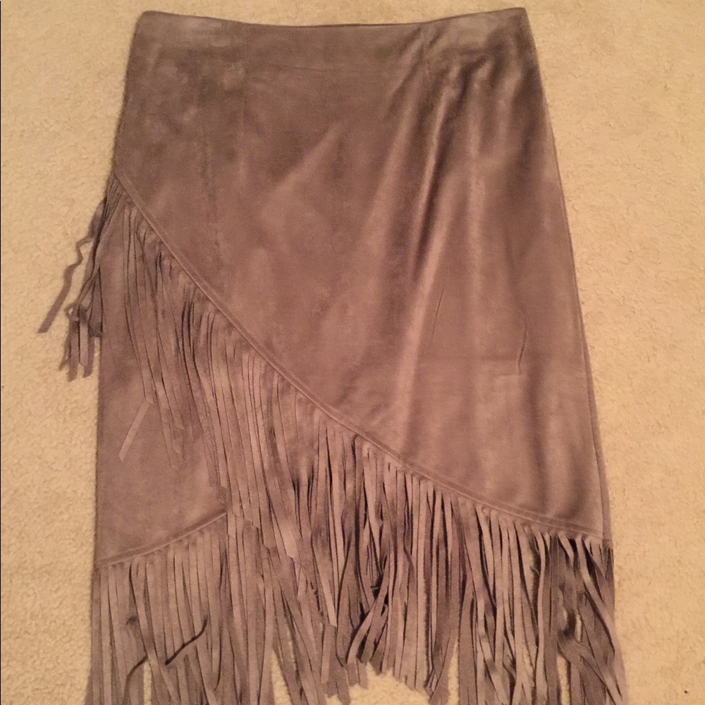 Suede Fringe Skirt